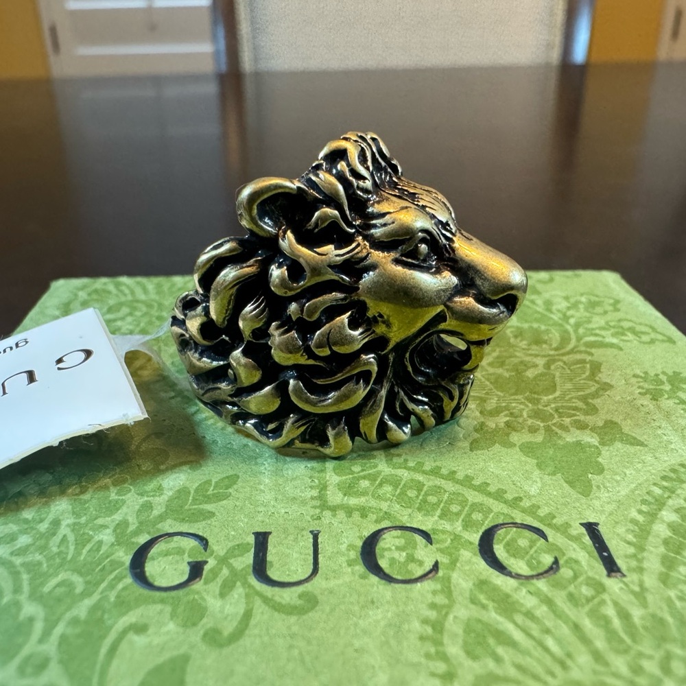 New Authentic Gucci Lion Head Ring Size IT 19 / US 8.75 - Picture 7 of 13